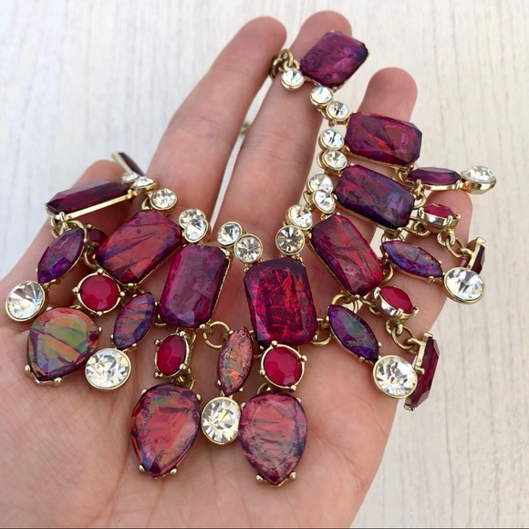 Ruby Red Iridescent Ornate Necklace - Picture 3 of 12